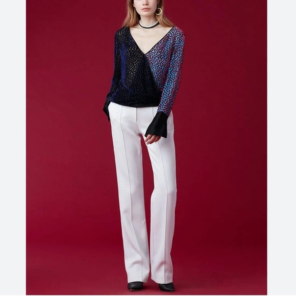 Diane Von Furstenberg Pink and Blue Wrap Blouse - Picture 16 of 16